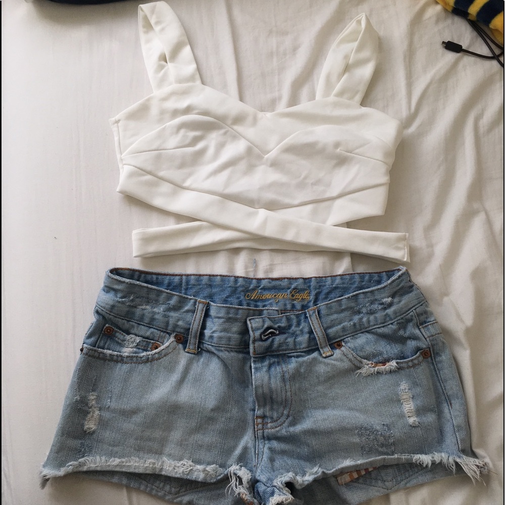 White Wrap Criss Cross Top